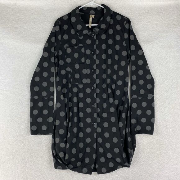 Comfy USA Dresses & Skirts - Comfy USA Shirt‎ Dress Womens S Black Gray Polka Dot Sculpted Hem Art to Wear